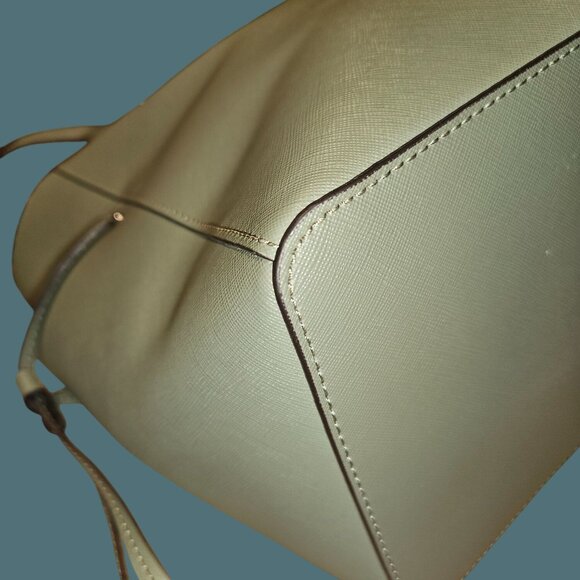 Michael Kors Leather Gilly Drawstring Travel Utility Work Green Shoulder Tote - Picture 7 of 16